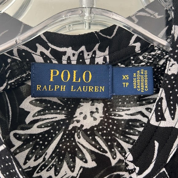 Polo Ralph Lauren black printed floral flutter sleeve top - Picture 2 of 6